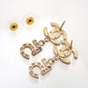 Auth Vintage Chanel stud earrings CC logo double C No.5 rhinestone dangle