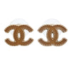 Auth Vintage Chanel stud earrings CC logo double C brown