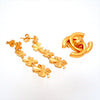 Auth Vintage Chanel stud earrings CC logo quadruple clovers dangle