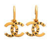 Auth Vintage Chanel stud earrings CC double C letter logo dangle