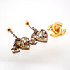 Auth Vintage Chanel stud earrings CC logo heart dangle