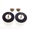 Auth Vintage Chanel stud earrings CC logo black round