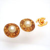Authentic Vintage Chanel earrings CC logo faux pearl round