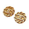 Authentic Vintage Chanel earrings CC logo rhinestone round
