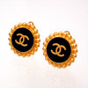 Authentic Vintage Chanel earrings CC logo black round