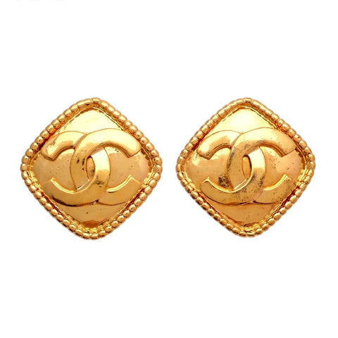 Authentic Vintage Chanel earrings CC logo large rhombus