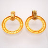Authentic Vintage Chanel earrings CC logo quilted hoop dangle