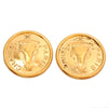 Authentic Vintage Chanel clip on earrings CC logo cow round