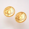 Authentic Vintage Chanel clip on earrings CC logo cow round
