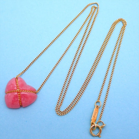 Tiffany & Co necklace chain pink heart stone 18k Gold 750