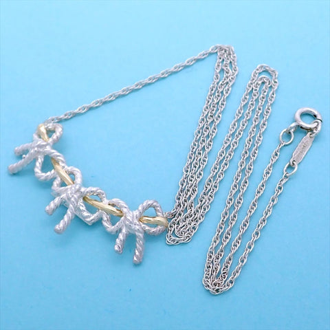 Tiffany & Co necklace chain ribbon pendant Silver 925 18k Gold 750