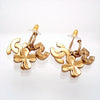 Auth Vintage Chanel stud earrings CC logo double C No.5 clover dangle