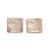 Auth Vintage Chanel stud earrings CC logo No.5 clover Silver 925 square