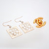 Auth Vintage Chanel stud earrings CC logo camellia dangle Silver 925