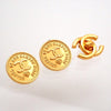 Authentic Vintage Chanel earrings CC logo medal round