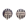 Authentic Vintage Chanel earrings letter logo silver round