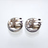 Authentic Vintage Chanel earrings letter logo silver round
