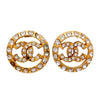 Authentic Vintage Chanel earrings CC logo double C rhinestone round