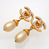 Authentic Vintage Chanel earrings turnlock CC logo faux pearl dangle