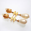 Authentic Vintage Chanel earrings CC logo faux pearl rhinestone dangle