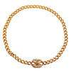 Authentic Vintage Chanel necklace chain turnlock CC logo rhinestone