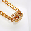 Authentic Vintage Chanel necklace chain turnlock CC logo rhinestone