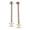 Auth Vintage Chanel stud earrings CC logo double C chain silver dangle