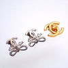 Authentic Vintage Chanel earrings CC logo double C ribbon silver