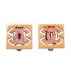 Authentic Vintage Chanel earrings CC logo pink rhinestone square