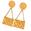 Authentic Vintage Chanel earrings CC logo medal 2.55 flap bag dangle
