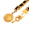 Authentic Vintage Chanel belt necklace CC logo medal leather chain black