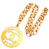 Authentic Vintage Chanel necklace chain CC logo letter large pendant