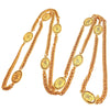 Authentic Vintage Chanel necklace chain CC logo oval medal super long