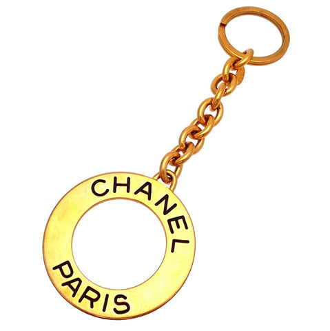 Authentic Vintage Chanel key chain ring CC logo letter hoop