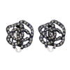 Authentic Vintage Chanel clip on earrings CC logo rhinestone camellia