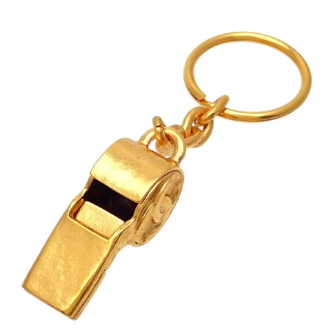 Authentic Vintage Chanel key chain ring CC logo whistle