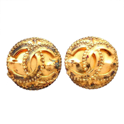 Authentic Vintage Chanel clip on earrings CC logo round
