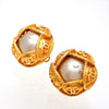 Authentic Vintage Chanel clip on earrings CC logo faux pearl round