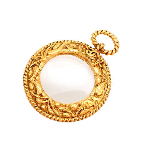 Authentic Vintage Chanel CC logo loupe charm pendant necklace