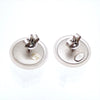Auth Vintage Chanel stud earrings CC logo plastic silver round