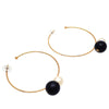 Auth Vintage Chanel stud earrings CC logo faux pearl large hoop
