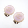 Authentic Vintage Chanel clip on earrings CC logo white round