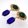 Authentic Vintage Chanel clip on earrings glass stone blue green dangle