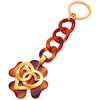 Authentic Vintage Chanel key chain ring CC logo heart brown clover