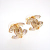 Auth Vintage Chanel stud earrings CC logo double C clear