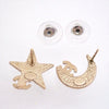 Auth Vintage Chanel stud earrings CC logo moon star rhinestone black