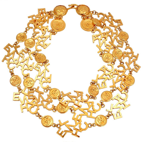 Authentic Vintage Chanel necklace choker CC logo medal letter