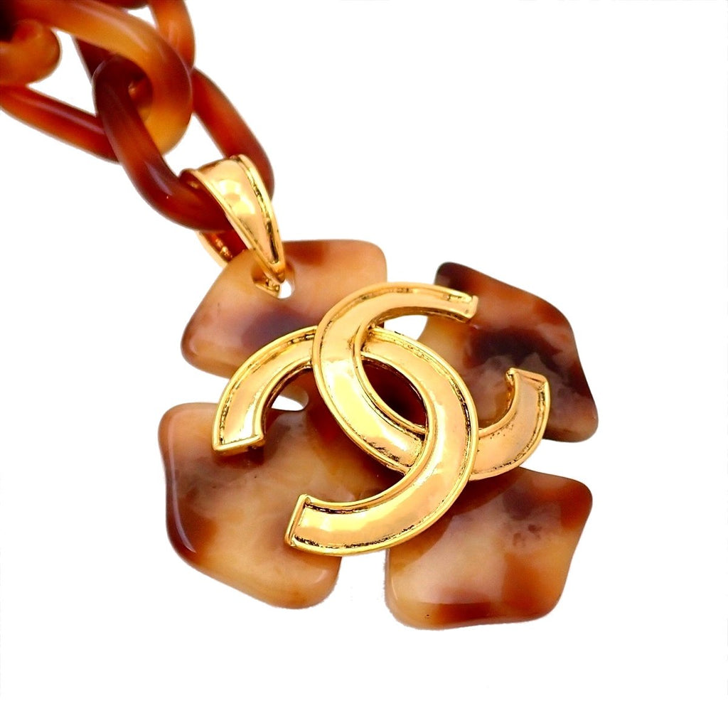 Authentic Vintage Chanel necklace chain CC logo plastic brown