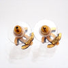 Auth Vintage Chanel stud earrings CC logo double C small clear