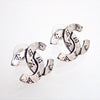 Auth Vintage Chanel stud earrings CC logo double C letter silver